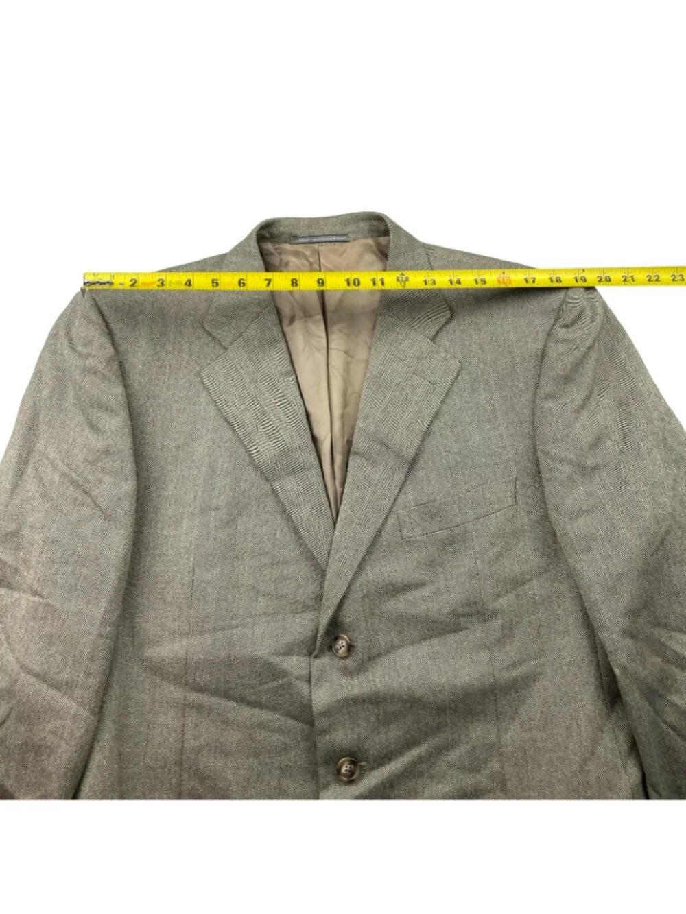 Ermenegildo Zegna Men's Silk/Wool 3-Button Blazer Beige Herringbone • 46R US